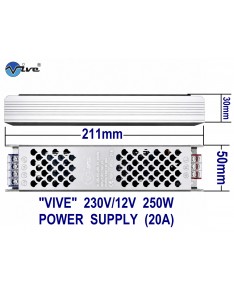 Vive 230V/12V 20A 250W Slim Led Power Supply